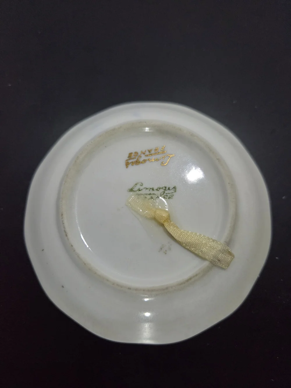 Antique Limoges France Fragonard Porcelain Trinket Dish Blue & Gold Accent 4